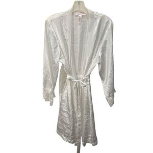 Oscar de la Renta White Luxe Robe lace cuff xL